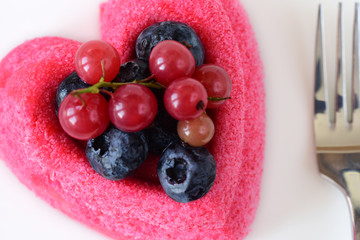 Red cake with berries
