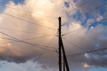 electric pole on the background of night sky