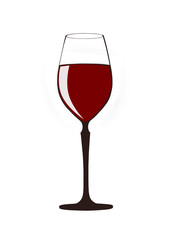Glass of red wine on white background