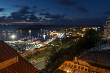 Night Panoramic view of the port of Sozopol, Burgas Region, Bulgaria 