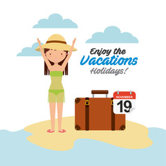 enjoy the vacations holidays vector illustration design