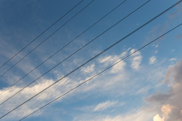 electrical wires on a background of night sky