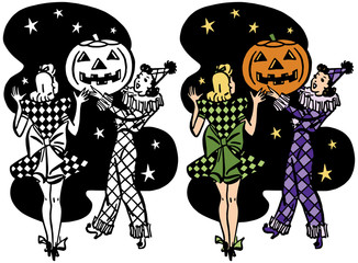 Fototapeta premium Women at a Halloween costume party