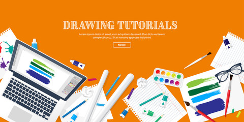 Digital drawing, graphic design. Workplace, equipment for designer. Ui. Back to school,study. Pen.