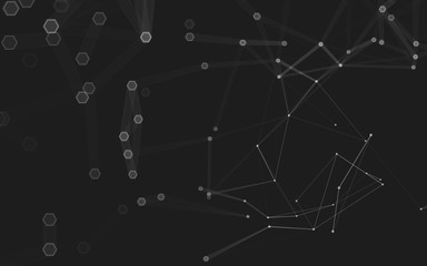 Abstract polygonal space low poly dark background, 3d rendering