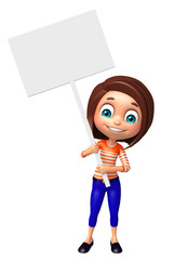 kid girl with White board