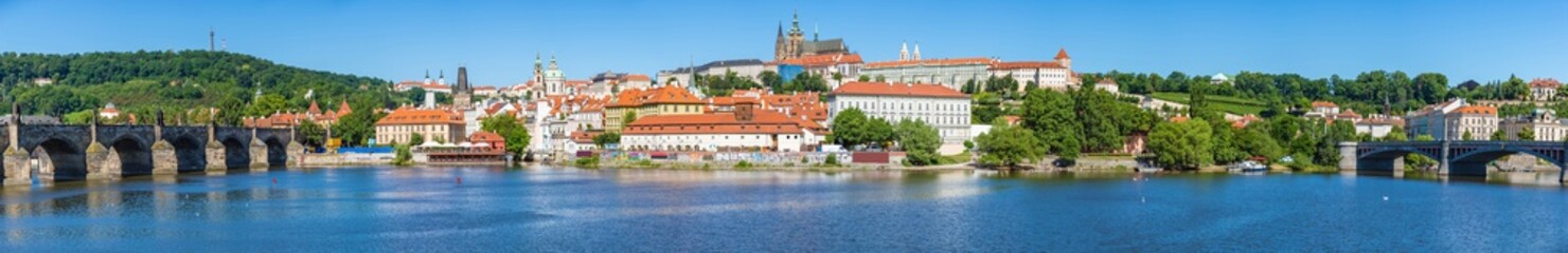 Prague panorama city skyline - obrazy, fototapety, plakaty