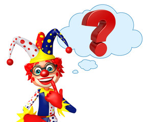 Clown with question mark sign