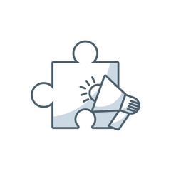 puzzle piece solution with business icon vector illustration design
