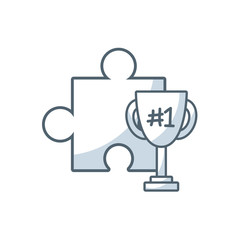 puzzle piece solution with business icon vector illustration design