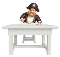 illustration of pirate with table