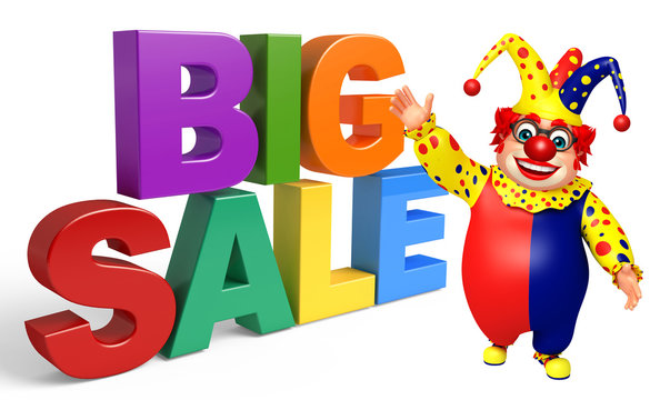 Clown with Big sale sign