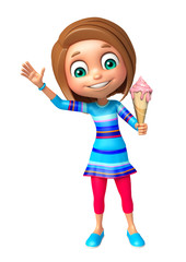 kid girl with Ice cream