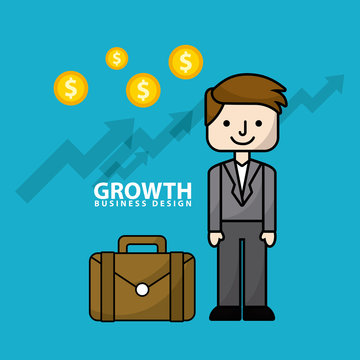 business growth flat line icons vector illustration design