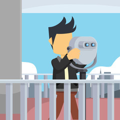 guy seeing through binocular