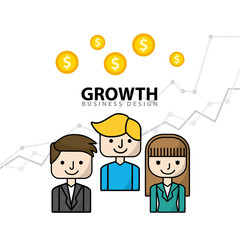business growth flat line icons vector illustration design