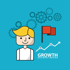 business growth flat line icons vector illustration design