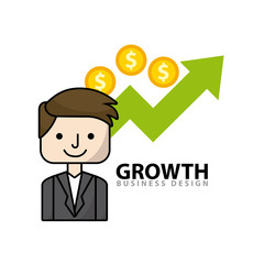 business growth flat line icons vector illustration design