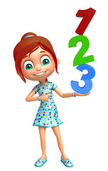 kid girl with 123 sign