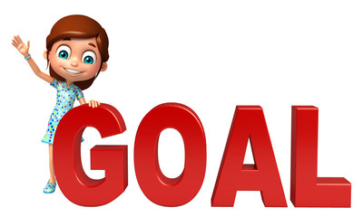 kid girl with Goal sign