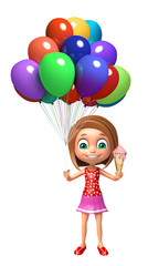 Obraz na płótnie Canvas kid girl with Ice cream and balloon