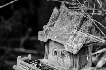 black and white spirit House in Thailand