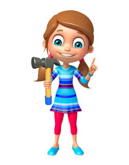 kid girl with Hammer