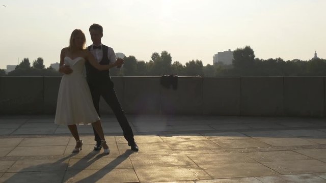 Passionate sensual tango dance outdoors