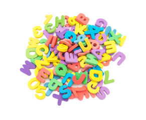 Fototapeta premium colorful letters of alphabet jigsaw puzzle on white