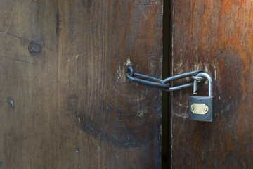 Locked old wooden door