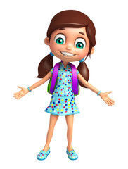 Kid girl with School bag