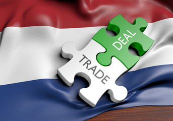Netherlands trade deals and international commerce concept, 3D rendering