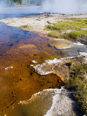 Multicolored geyser basin in Yellowstone