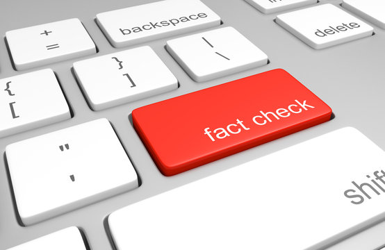 Key On A Computer Keyboard For Fact Checking Statements Or Bogus Claims, 3D Rendering