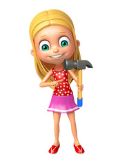 kid girl with Hammer