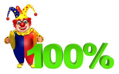Clown with Musical instrument & 100% sign