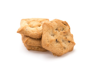 stack of sweet cookies on a white background;