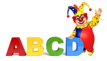 Clown with ABCD sign
