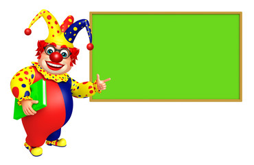 Fototapeta premium Clown with Book & Black board