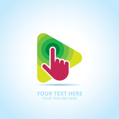 Abstract play logo, design concept, emblem, icon, flat logotype element for template.
