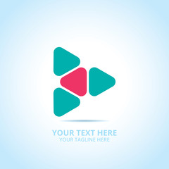 Abstract play logo, design concept, emblem, icon, flat logotype element for template.
