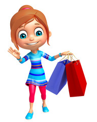 kid girl with Shopping Bag