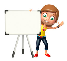 kid girl with  Display board
