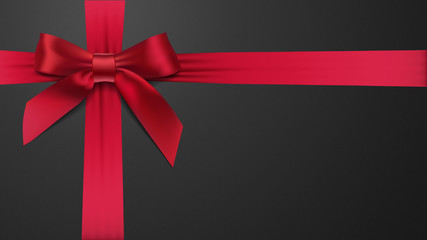 realistic red bow on a black background