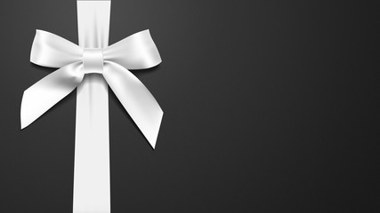 realistic White bow on a black background