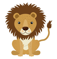 Lion cartoon icon. Wild animal theme. Isolated design. Vector illustration