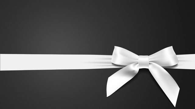realistic White bow on a black background