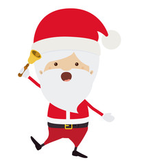 Santa cartoon with bell icon. Merry Christmas season decoration figure theme. Isolated design. Vector illustration