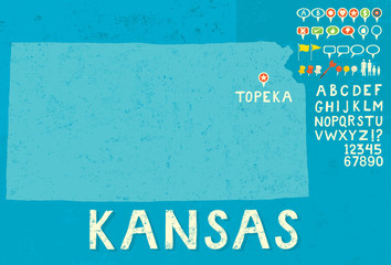 Map of Kansas with icons - 121080233