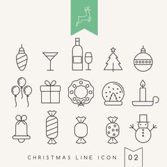 Outlined Christmas Elements : Vector Illustration